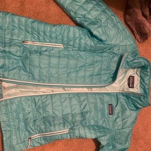 Blue Patagonia puffer jacket
